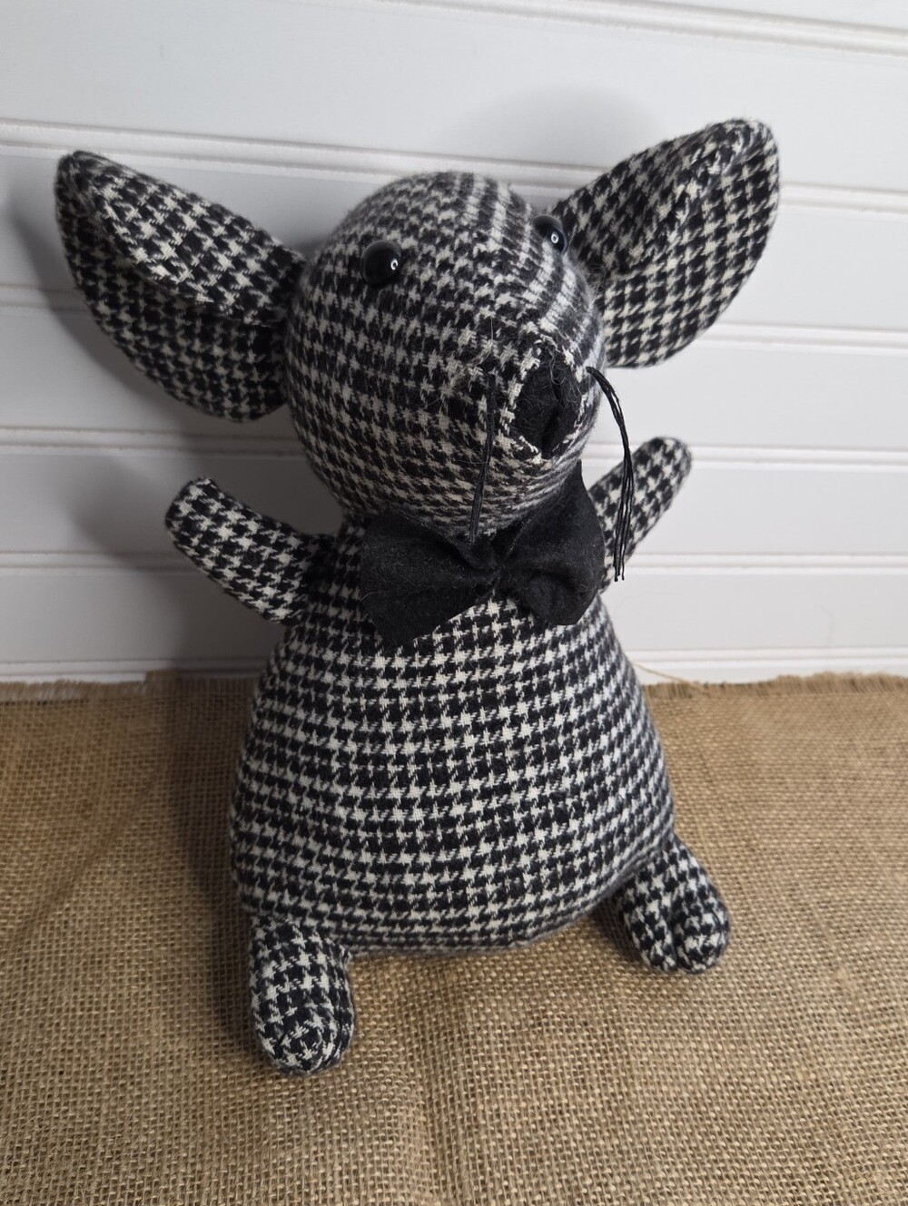 Mouse Doorstop Plaid Fabric Mouse Weighted